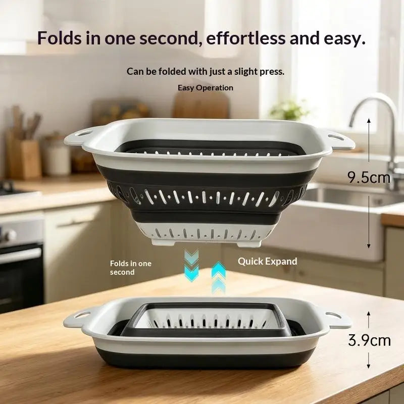Foldable Silicone Drain Basket – Collapsible Colander Bowl Collapsible Colander SPOT