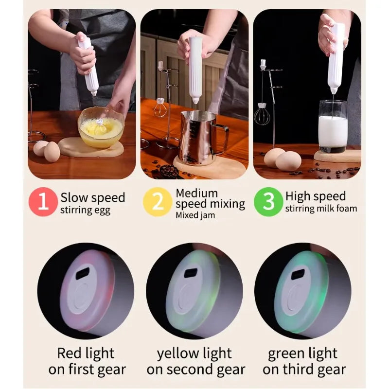 3-in-1 USB Rechargeable Handheld Milk Frother – Stainless Steel Milk Frother SPOT