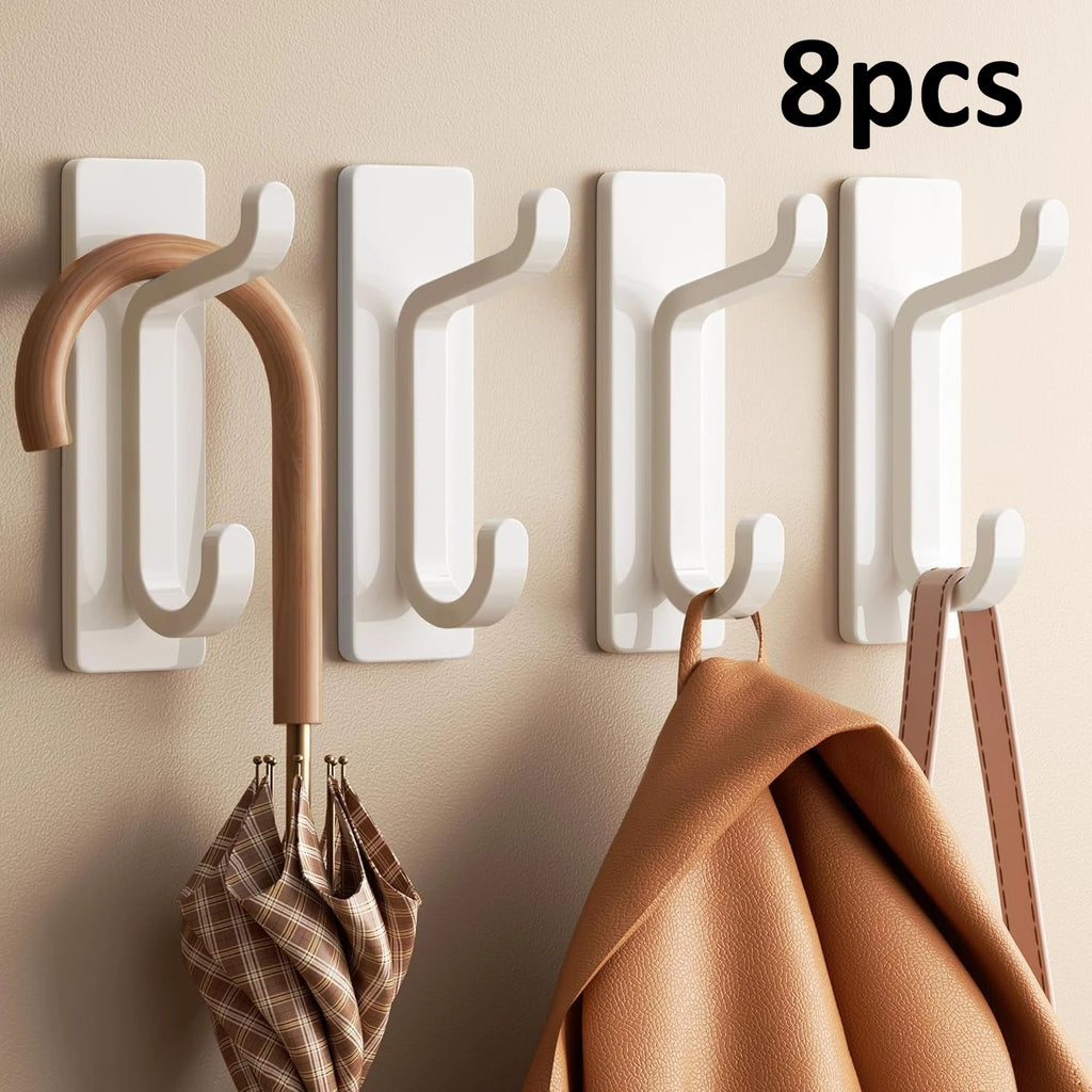 8-Pack No-Drill Stainless Steel Self-Adhesive Wall Hooks Adhesive Wall Hooks SPOT 8pcs white