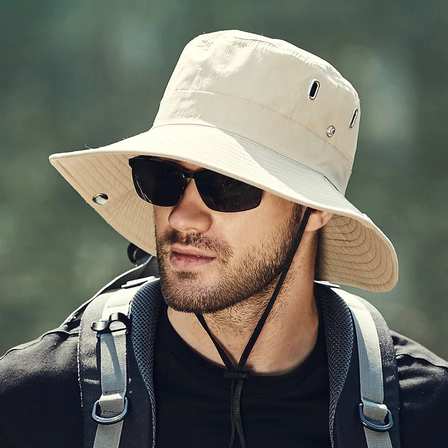 Wide Brim Waterproof UV Bucket Hat – Unisex Safari Fishing Cap Bucket Hat SPOT