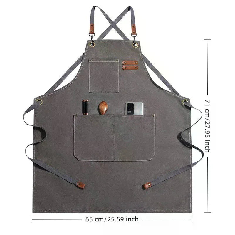 Canvas Apron with Tool Pockets – Oil-Proof Kitchen & Work Apron Canvas Kitchen Apron SPOT