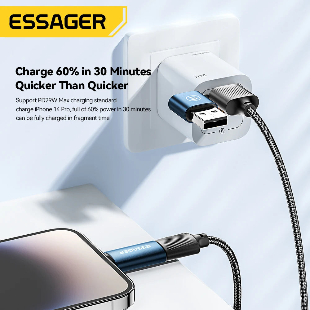 Essager 4-in-1 USB Cable 65W PD Fast Charging – C & Lightning USB Charging Cable SPOT