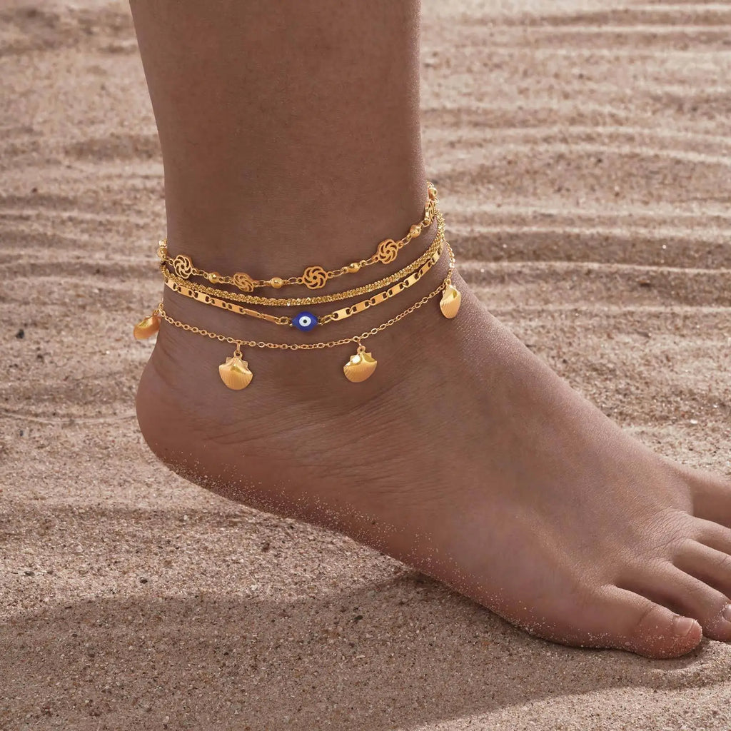 Gold Layered Charm Anklet for Women – Waterproof Stainless Steel Charm Anklet SPOT