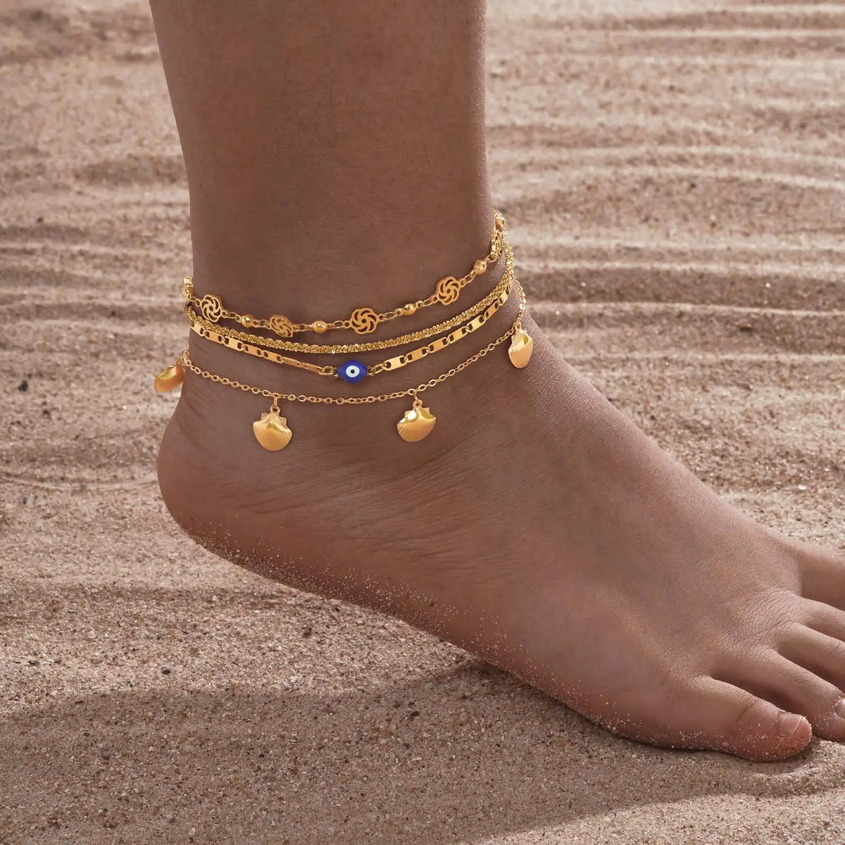 Gold Layered Charm Anklet for Women – Waterproof Stainless Steel Charm Anklet SPOT