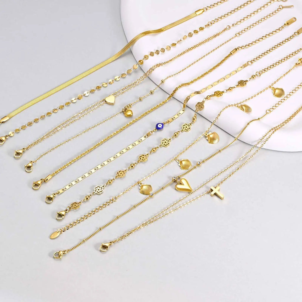 Gold Layered Charm Anklet for Women – Waterproof Stainless Steel Charm Anklet SPOT