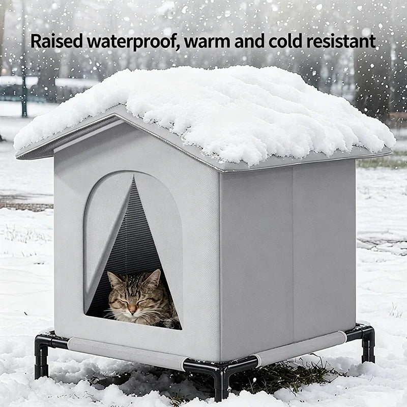 All-Weather Outdoor Cat House – Waterproof Insulated Raised Outdoor Cat House SPOT