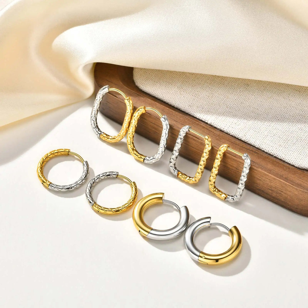 18K Gold Plated Two-Tone Stainless Steel Dangle Earrings Dangle Earrings SPOT