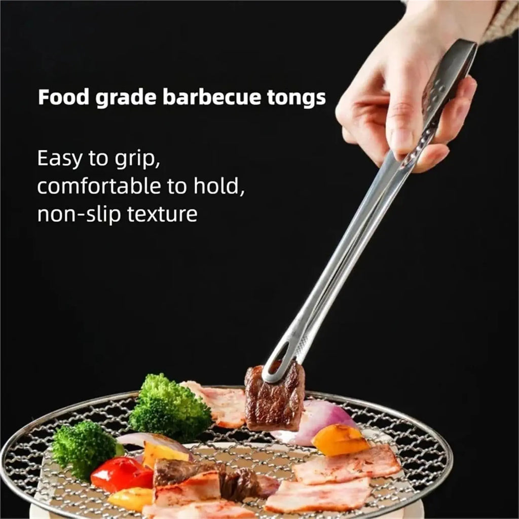 304 Stainless Steel Korean BBQ Tongs – Non-Slip Food Clips Kitchen Food Tongs SPOT