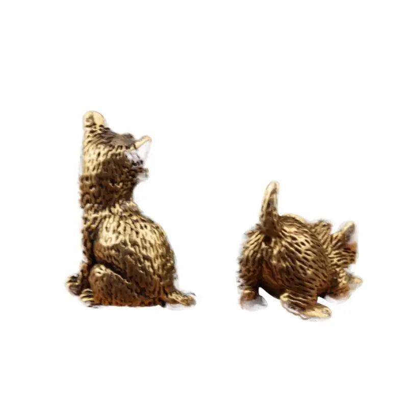 Brass Cat Figurine – Vintage Miniature Tea Pet Desk Ornament Miniature Figurine SPOT