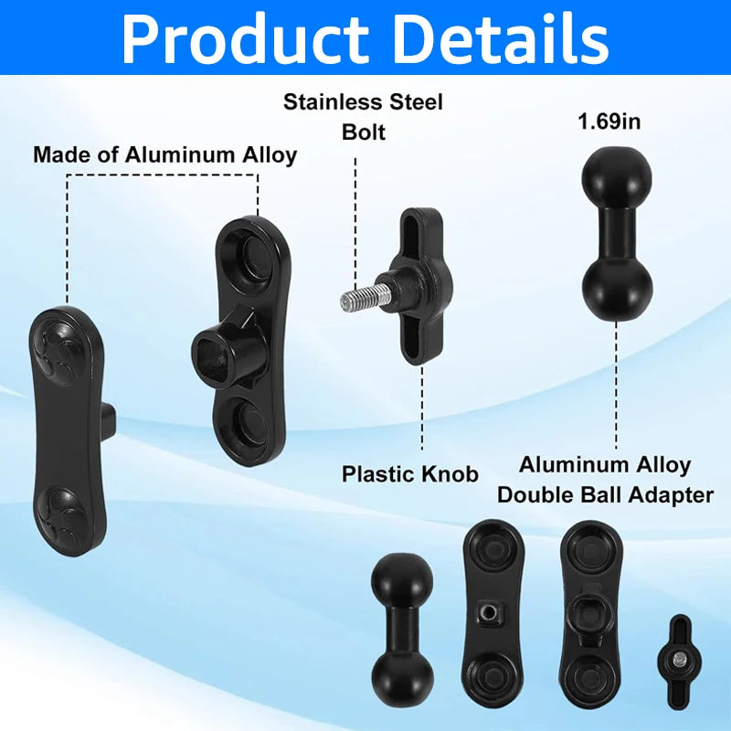 17mm Ball Mount Extension Adapter – Aluminum Car Phone Holder Rod Car Mount Adapter SPOT