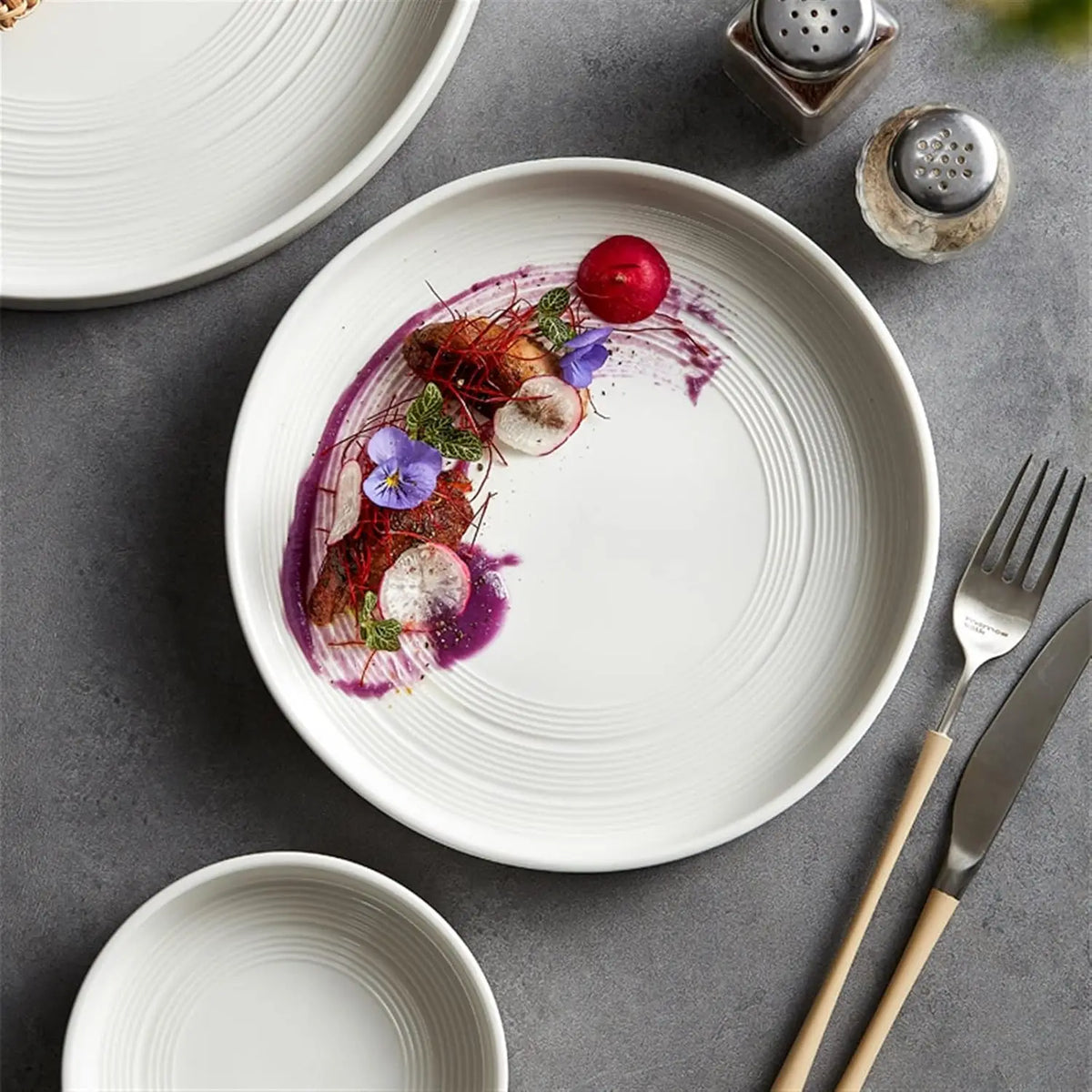 Nordic White Ceramic Dinner Plates – Flat Steak & Pasta Plates Ceramic Dinner Plates SPOT Default Title