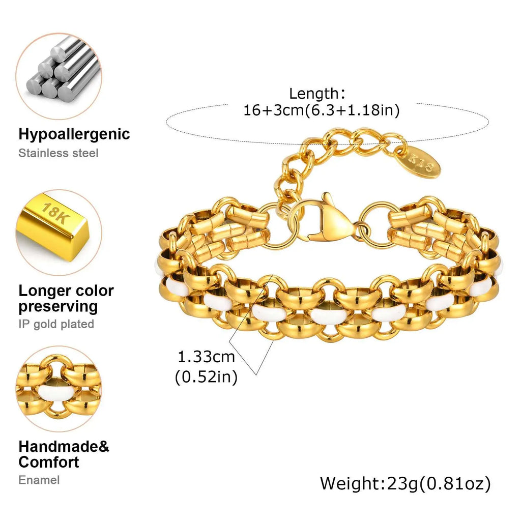Chunky Chain Bracelet 18K Gold Plated Stainless Steel Women Chain Link Bracelet SPOT