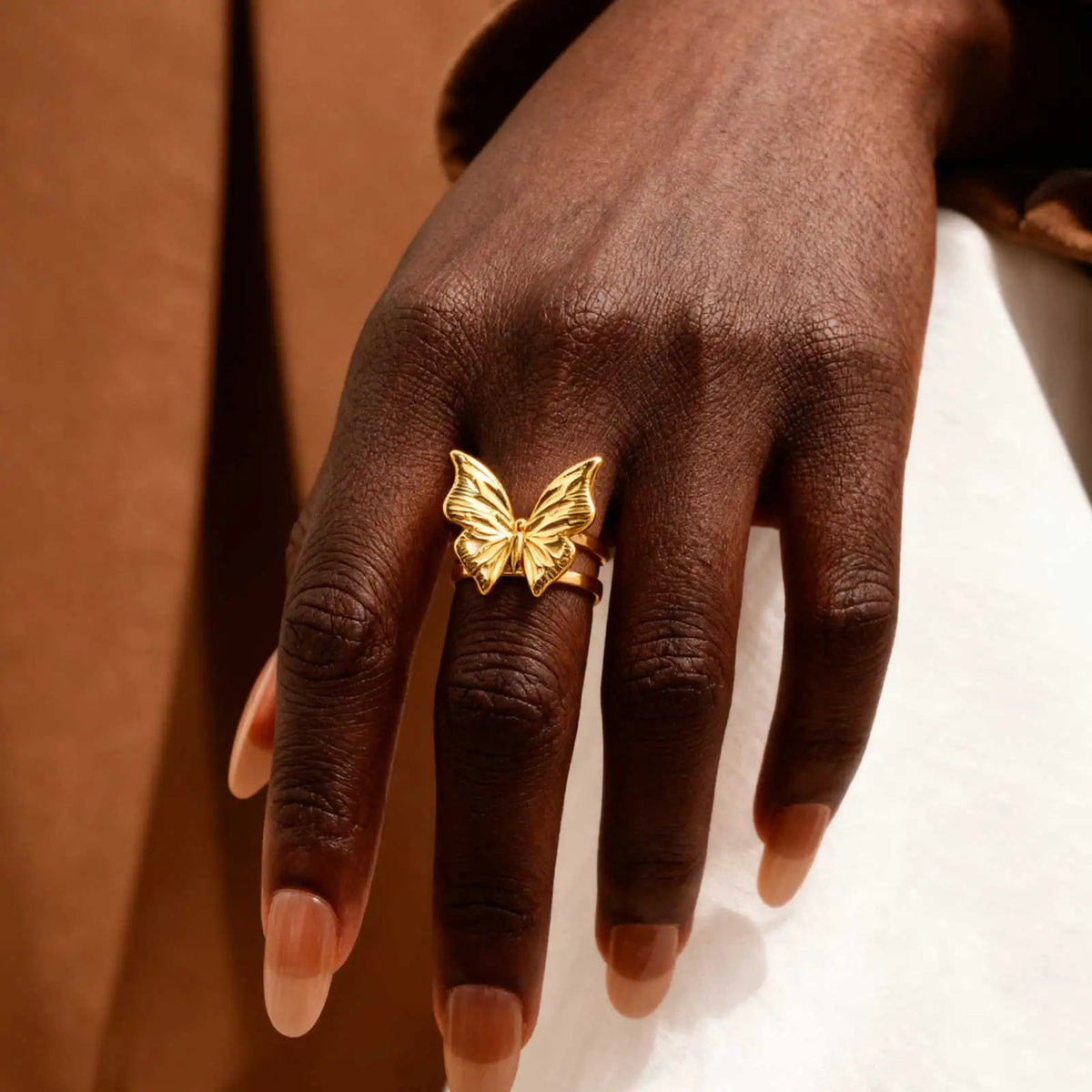 Y2K Hollow Butterfly Ring – 18K Gold Plated Adjustable Band Fashion Statement Ring SPOT