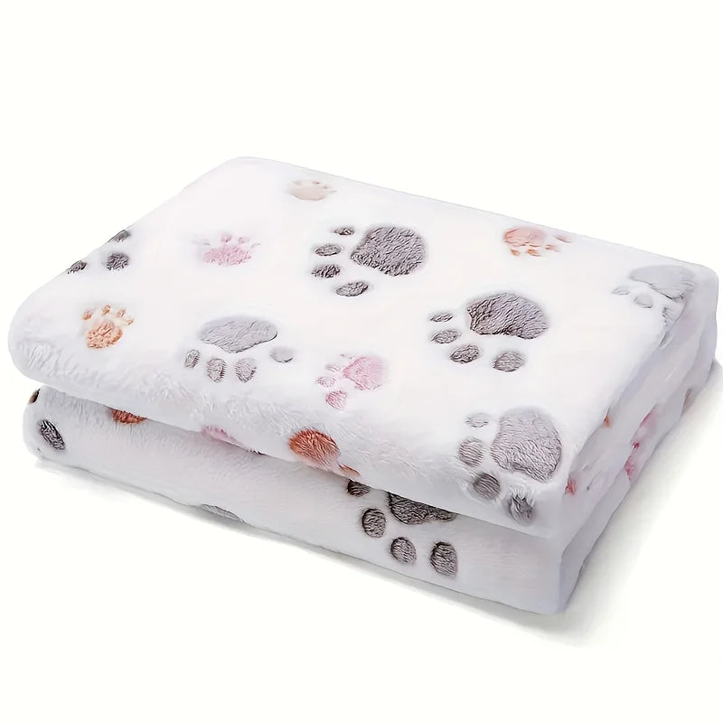 Soft Flannel Fleece Pet Blanket – Paw Print Cat & Dog Mat Pet Blanket Mat SPOT