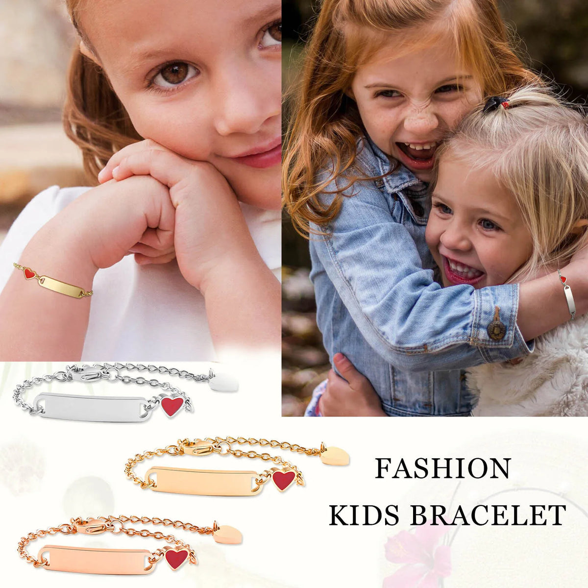 Personalized Heart Bracelet – Engraved Name & Date, Stainless Steel Personalized Bracelet SPOT