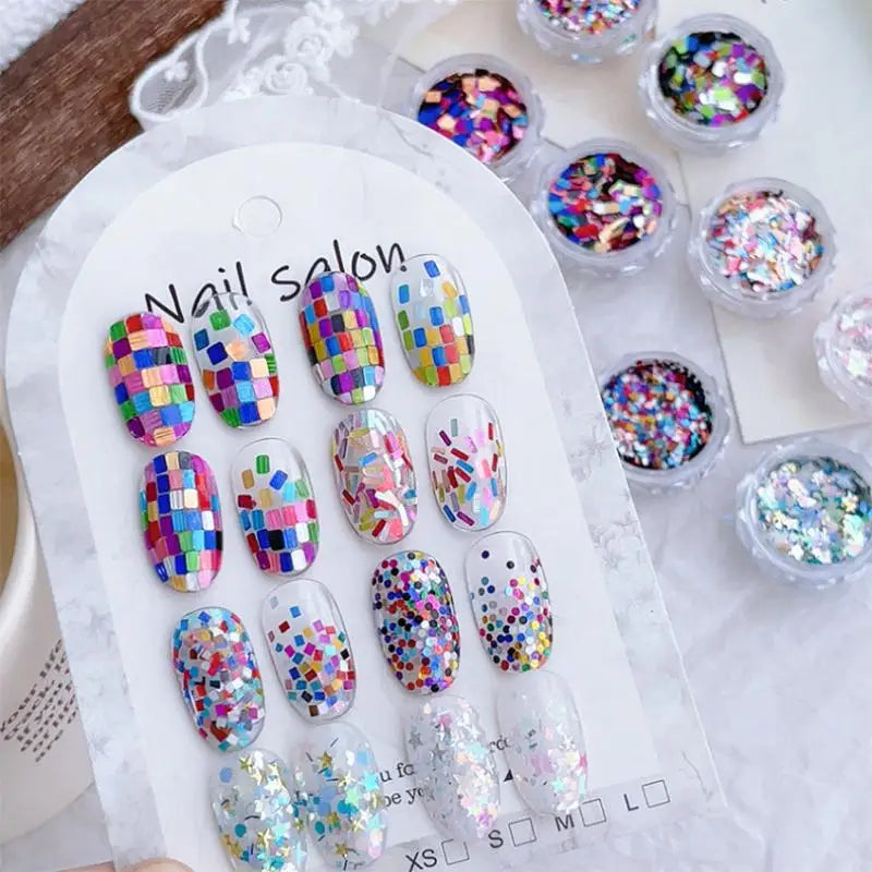 Iridescent Laser Nail Glitter – Colorful Sequin Flakes for DIY Nail Art Nail Art Glitter SPOT