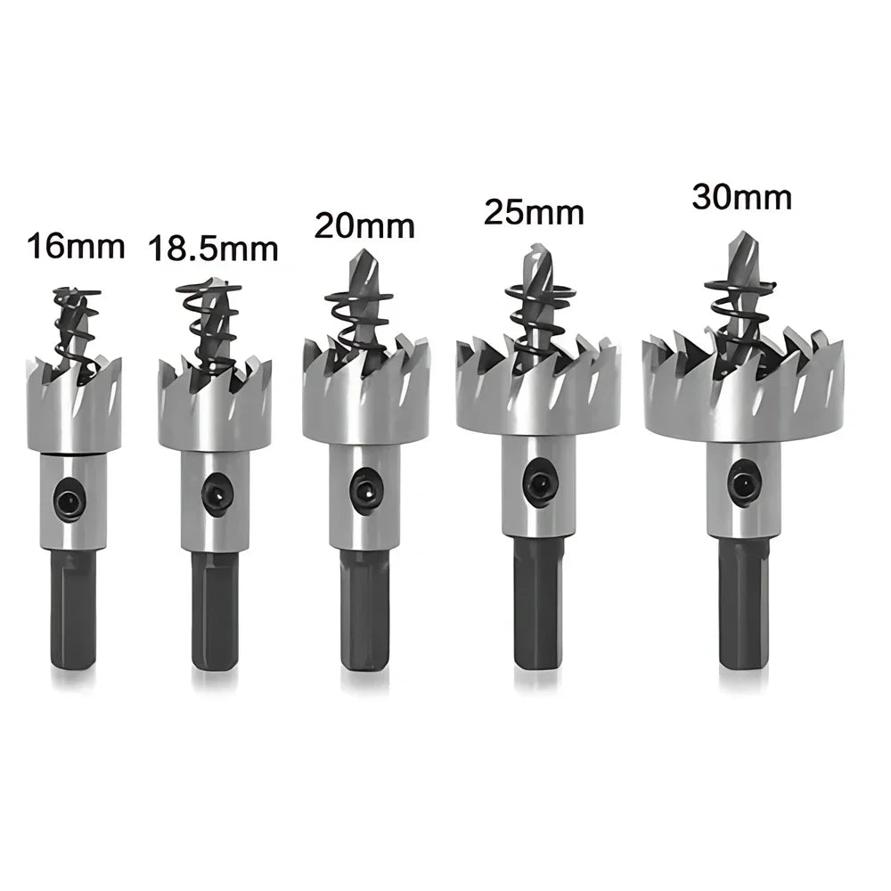 HSS Hole Saw Drill Bit Set – 5 Sizes, Metal & Steel Hole Saw Drill Set SPOT
