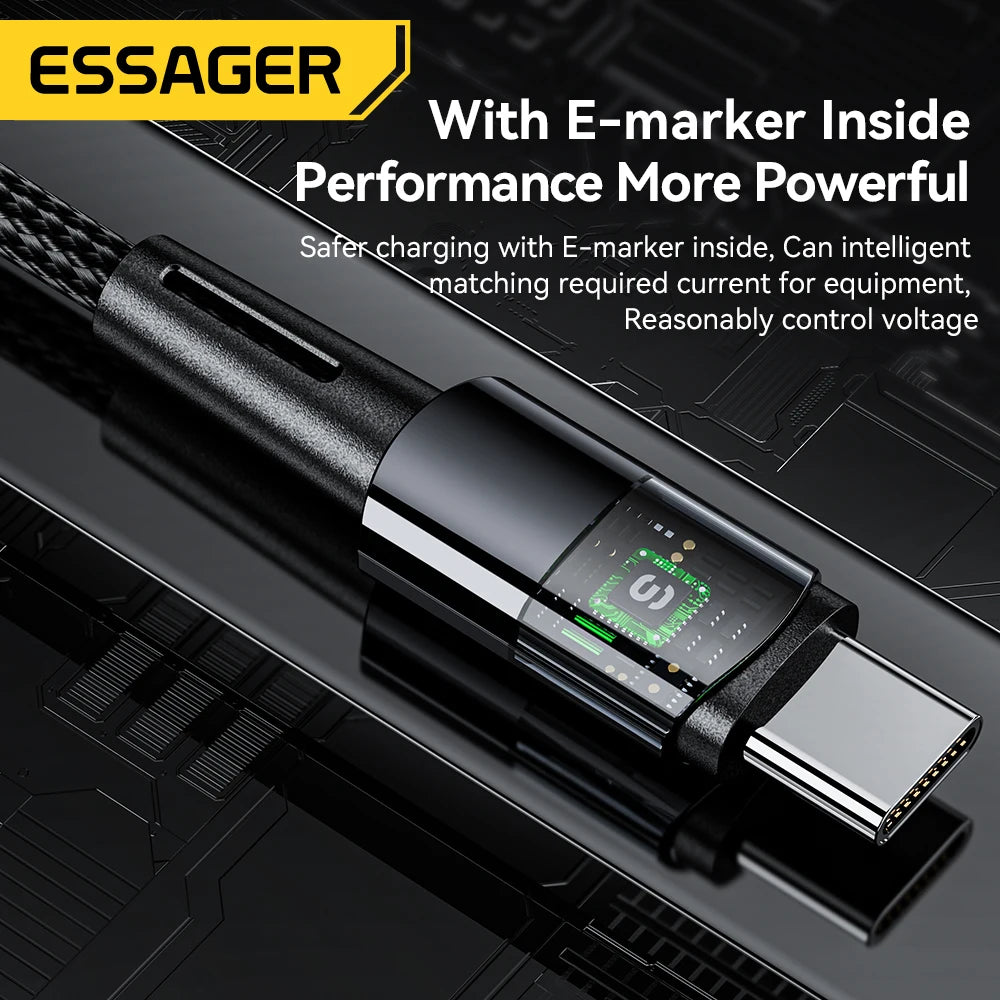 Essager 240W USB-C Fast Charge Cable 6A Braided | 1m & 2m USB-C Charging Cable SPOT
