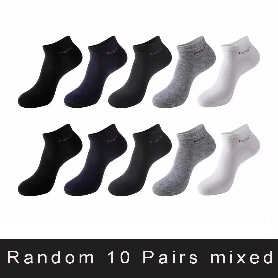 Men's Bamboo Ankle Socks 5/10/15 Pairs – Breathable, Sizes 38–45 Bamboo Ankle Socks SPOT One Size 10 Pairs mix
