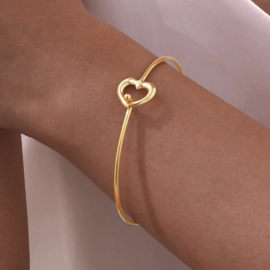 Hollow Heart Gold Cuff Bangle Bracelet – Stainless Steel Cuff Bangle Bracelet SPOT