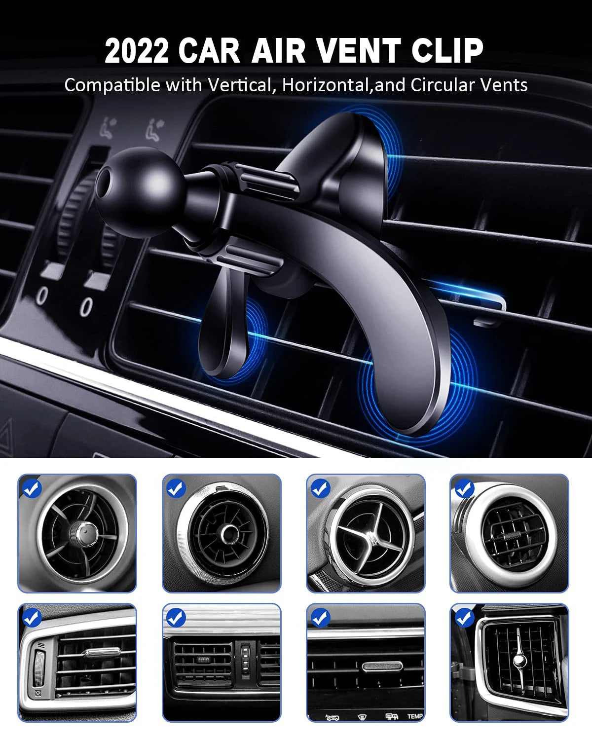 Magnetic Car Air Vent Phone Holder – 17mm Ball Head Clip Magnetic Car Mount SPOT