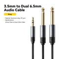 ESSAGER 3.5mm to Dual 6.35mm TRS Y-Splitter Stereo Audio Cable Audio Splitter Cable SPOT Grey 5m