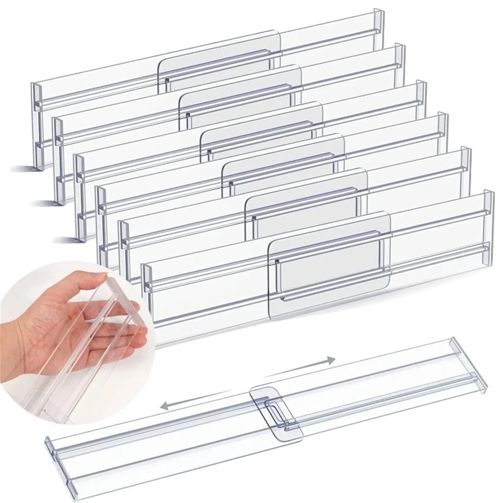Adjustable Clear Plastic Drawer Dividers & Organizers 1/4/6-Pack Drawer Organizer SPOT