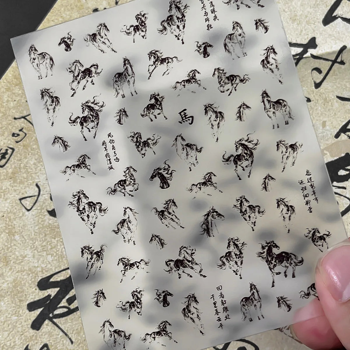 Ink Painting Horse Nail Art Stickers – Black & White Decals Nail Art Stickers SPOT