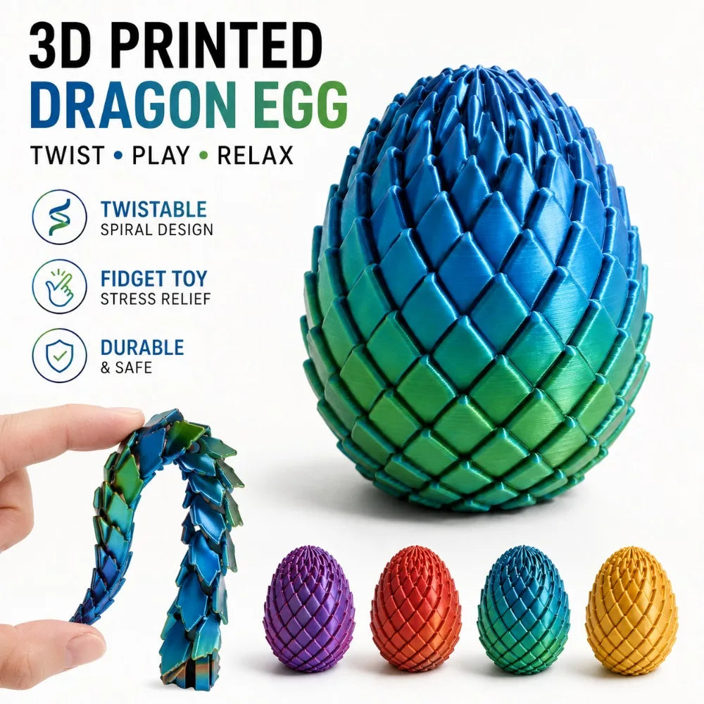 3D Printed Dragon Egg Fidget Toy – Twisted Spiral Sensory Desk Toy Fidget Sensory Toy SPOT