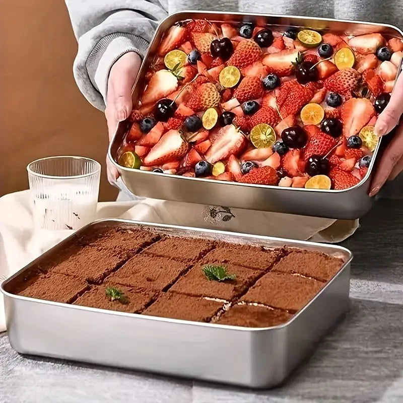 Stainless Steel Tiramisu Mold & Cake Tray with Lid – 2 Sizes Cake Mold & Tray SPOT