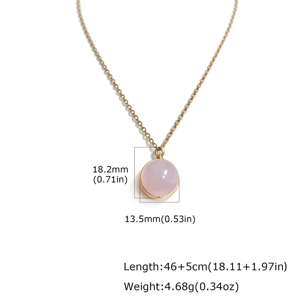 Natural Rose Quartz Crystal Pendant Necklace | Gold Link Chain Crystal Pendant Necklace SPOT