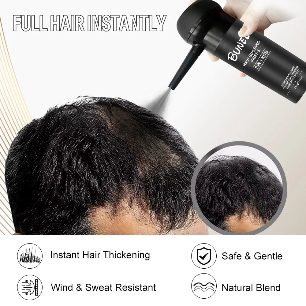 BUNEE Hair Fiber Powder 27.5g – Spray Nozzle, 24H Thickening Hair Fiber Powder SPOT