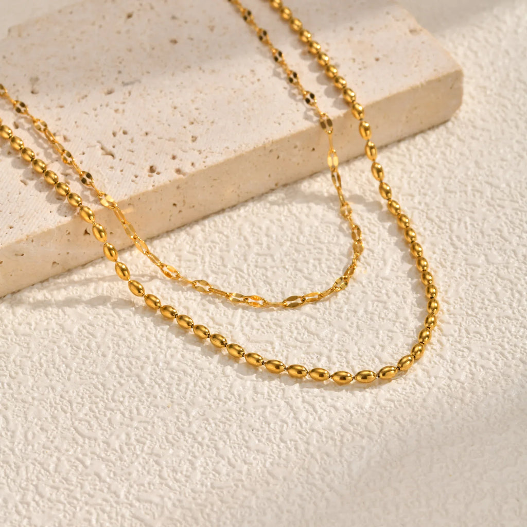 Minimalist Double Layer Chain Necklace – Gold Stainless Steel Layered Chain Necklace SPOT