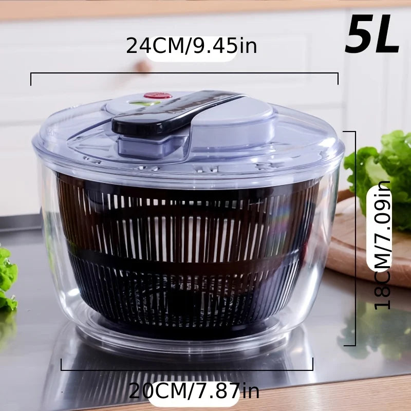 5L Large Salad Spinner – One-Hand Press Lid Vegetable Dryer Salad Spinner SPOT