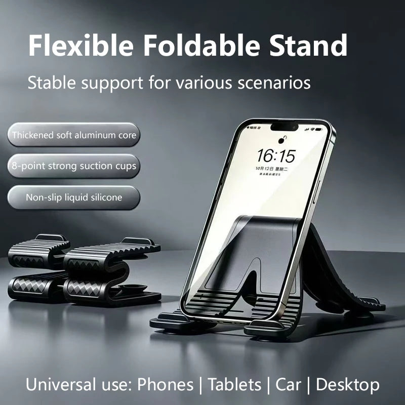 Foldable Silicone Phone & Tablet Stand – Multi-Angle Holder Phone & Tablet Stand SPOT Black