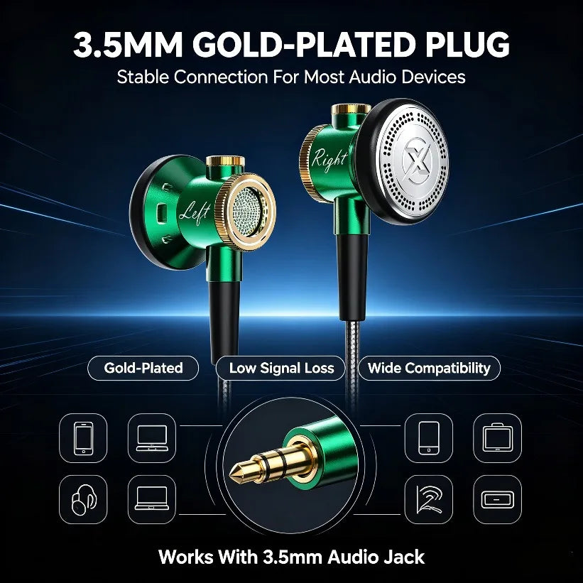 VIKEFON D08 Flat-Head Earbuds 16mm Driver Aluminum Inline Mic Wired Flat-Head Earbuds SPOT