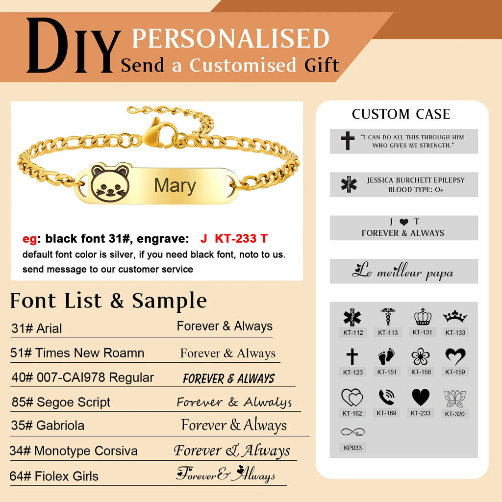Personalized Baby Name Bar ID Bracelet – Free Engraving Personalized ID Bracelet SPOT