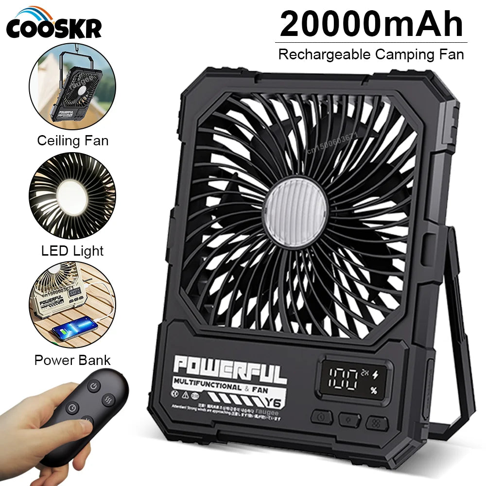 20000mAh Rechargeable Camping Fan – Desk, Ceiling & Portable Portable Camping Fan SPOT