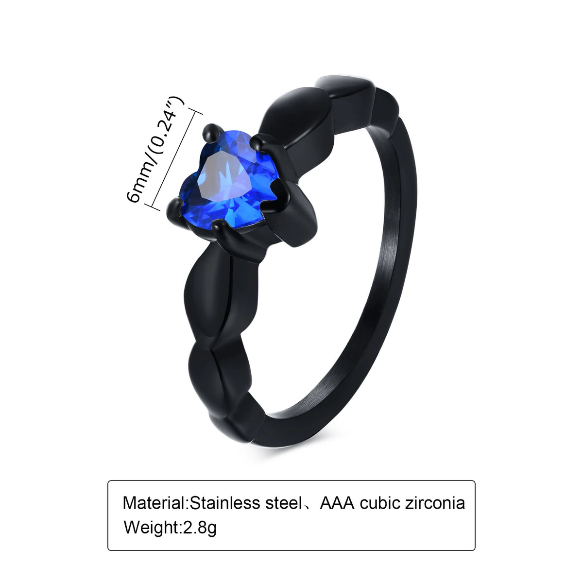 Vintage Heart CZ Stackable Ring – Stainless Steel, No Fade Stackable CZ Ring SPOT RC-414BL 5