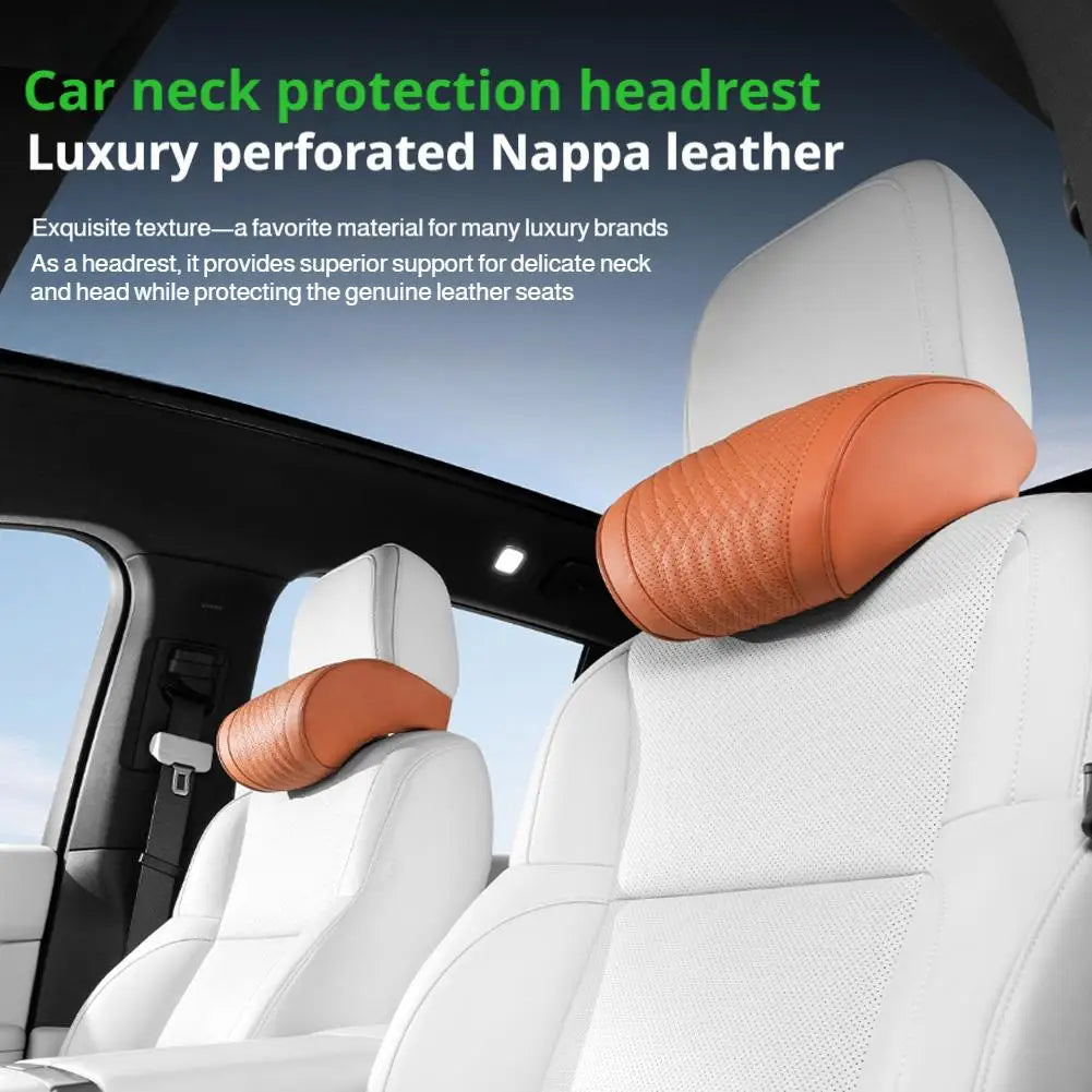 Car Headrest Neck Pillow – Memory Foam & PU Leather Support Car Neck Pillow SPOT