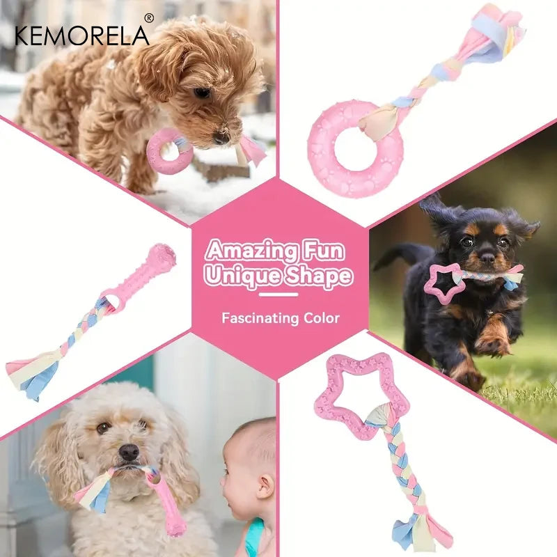 KEMORELA 6-Piece Dog Chew Toy Set – Bones, Ball & Donut Dog Chew Toy Set SPOT