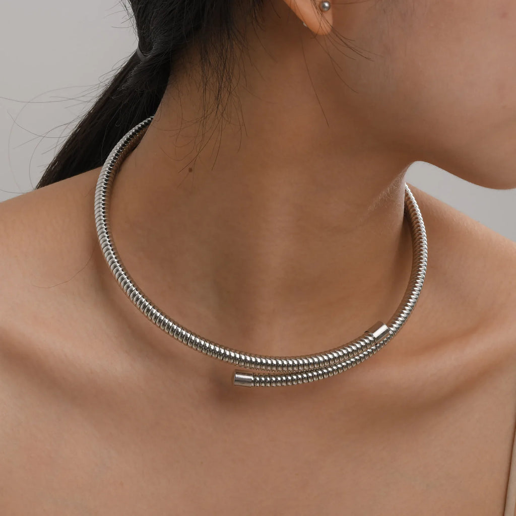 Meaeguet Snake Chain Choker Torque Necklace – Gold & Silver Choker Necklace SPOT