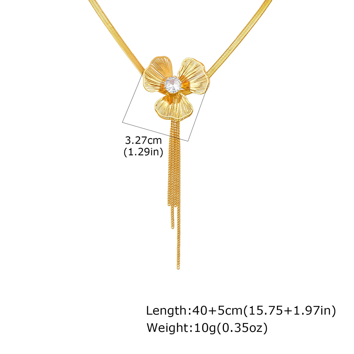 Flower Tassel Necklace Zirconia Snake Choker – Gold, Women Pendant Necklace SPOT Necklace-NC-2386G