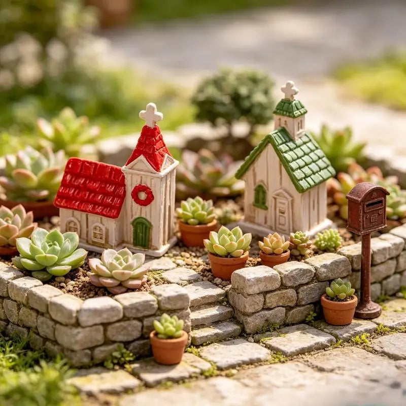 Resin Christmas Village Church Figurine – Miniature House Model Miniature Resin Figurine SPOT