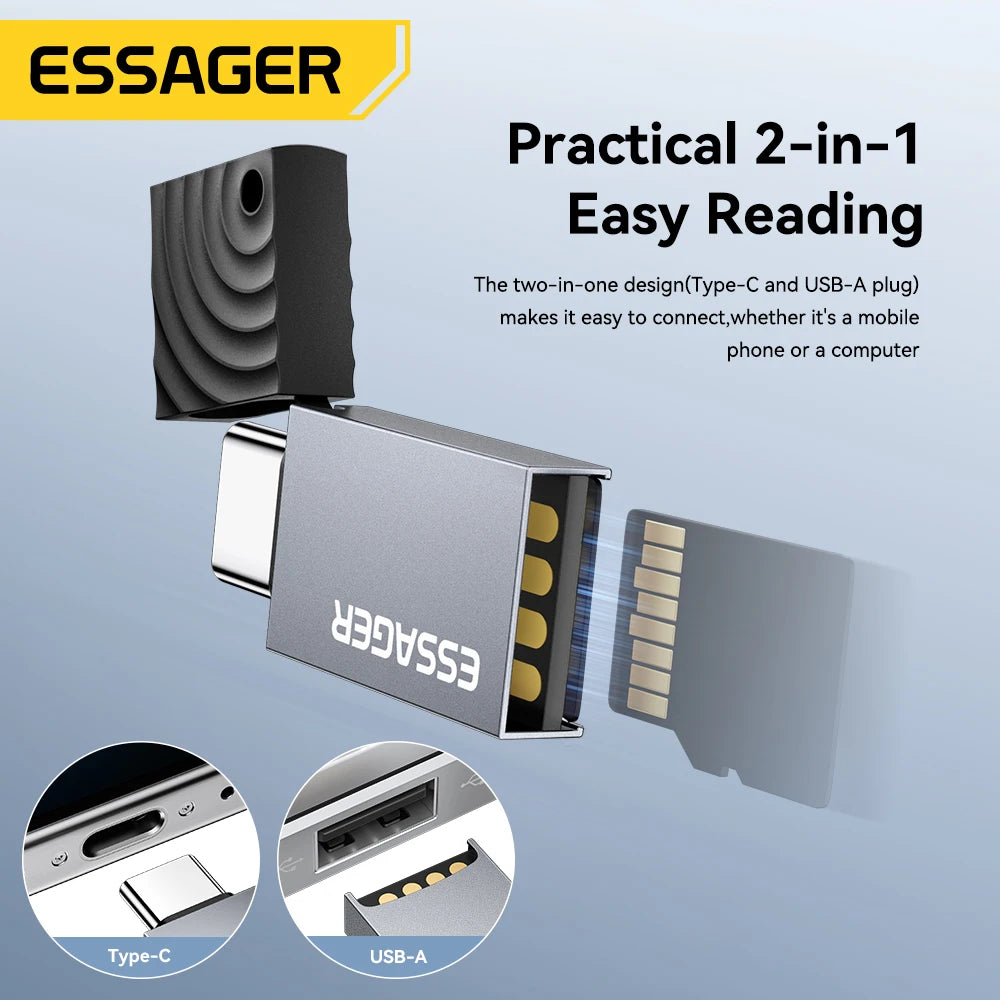 Essager 2-in-1 USB-C & USB-A Micro SD TF Card Reader Memory Card Reader SPOT