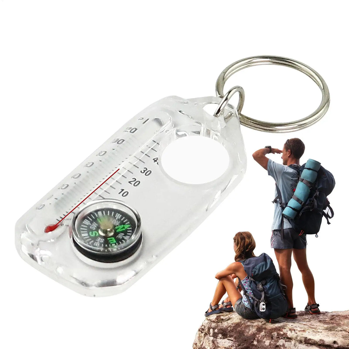 Mini Keychain Compass & Thermometer – Camping Outdoor Tool Keychain Compass SPOT