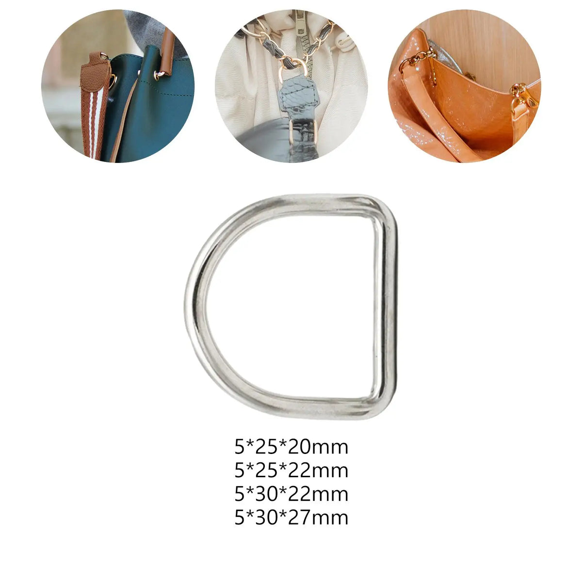 Stainless Steel Horseshoe D-Rings for DIY Bags & Keychains 3-Pack Metal Craft Hardware SPOT