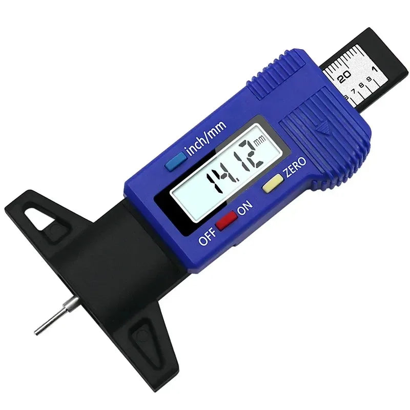 LCD Digital Tire Tread Depth Gauge 0–25mm Precision Caliper Tire Depth Gauge SPOT BLUE