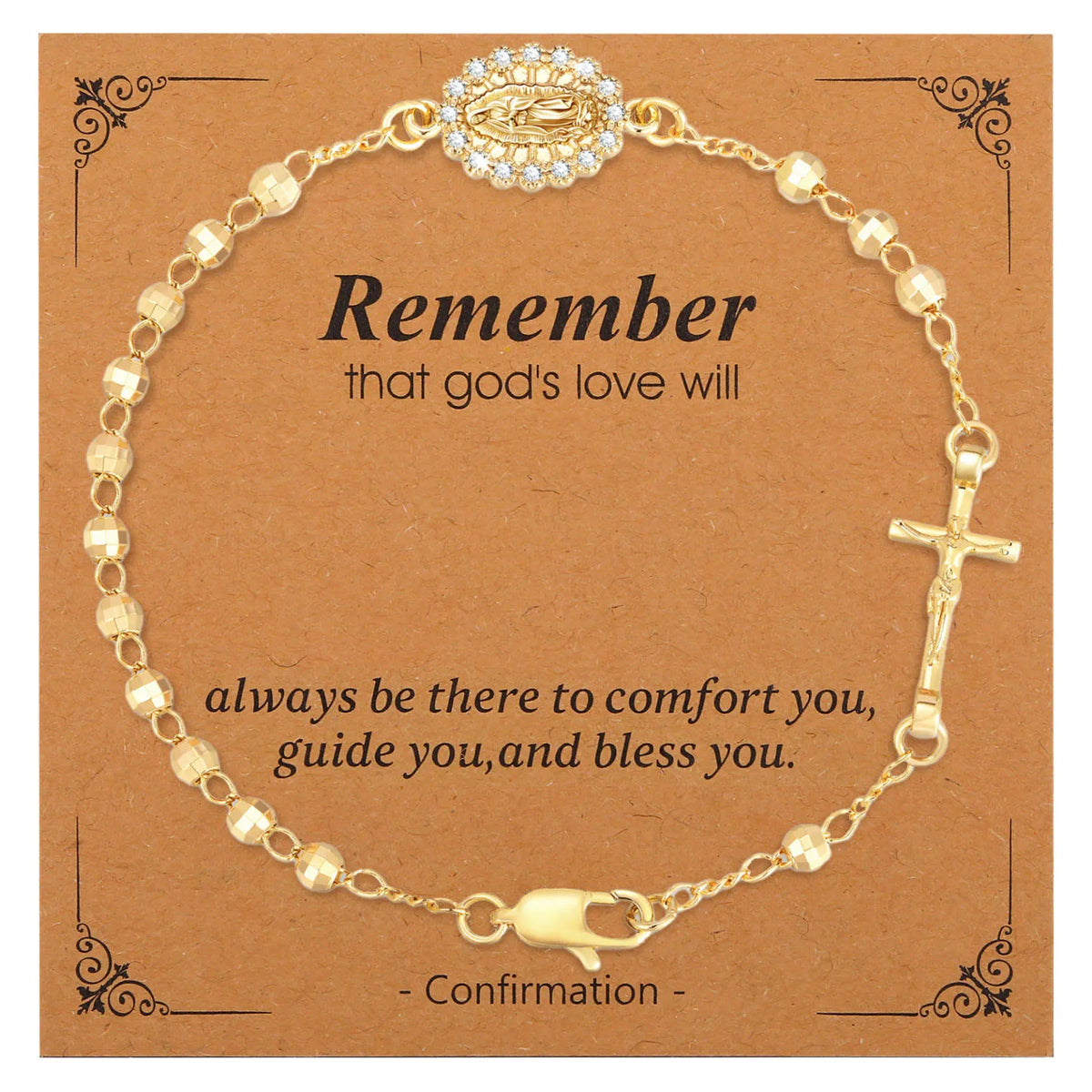 Virgin Mary Rosary Bracelet – Catholic Cross Charm Gift Religious Bracelet SPOT PBR-252G-CD-331