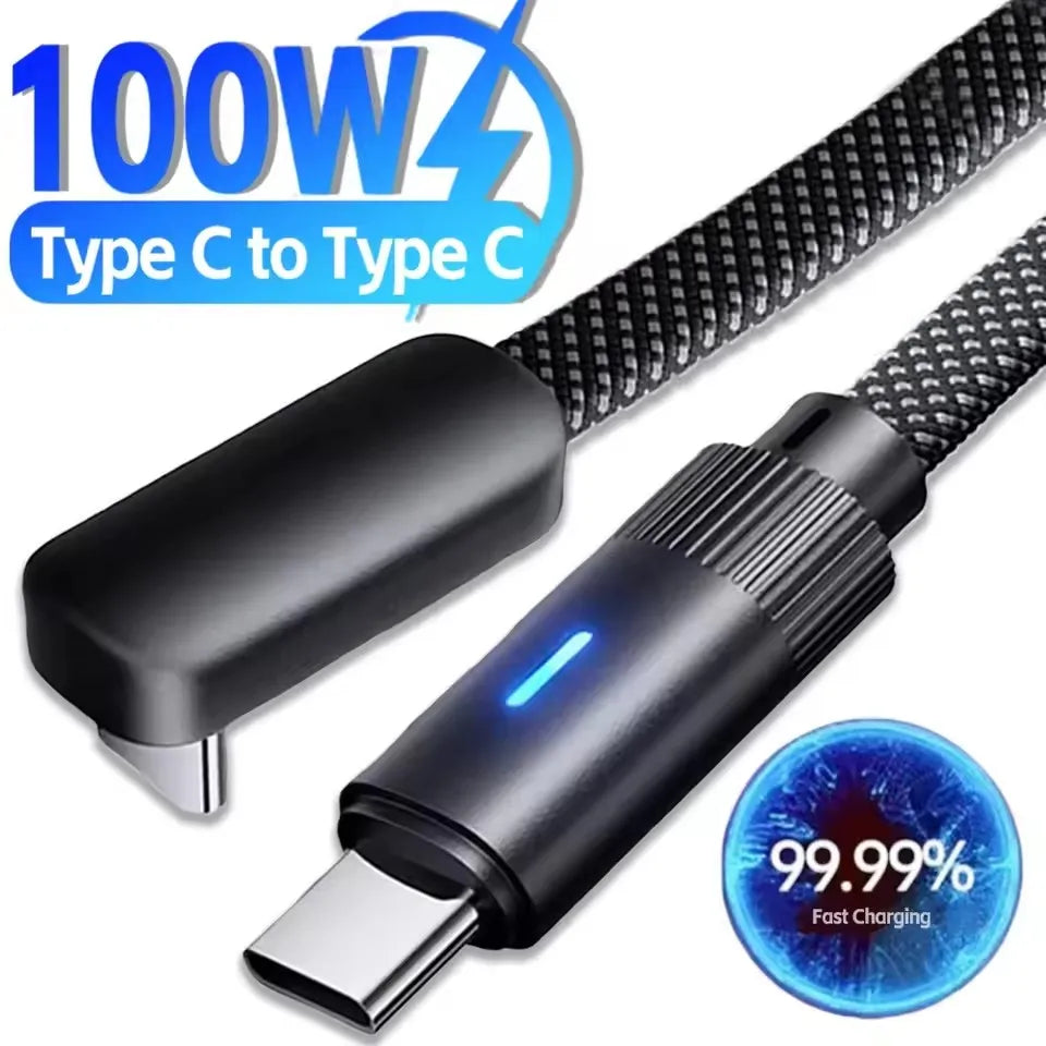 90° Dual USB-C Fast Charging Flat Cable – iPhone & Android USB-C Charging Cable SPOT